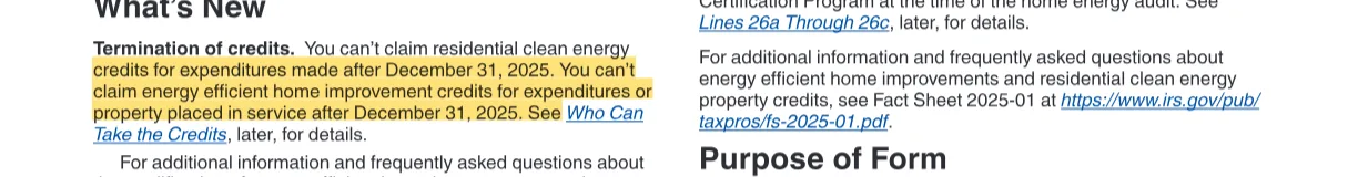 The quoted passage, highlighted on page 1 of 2025 Instructions for Form 5695.