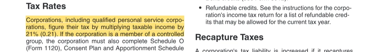 The quoted passage, highlighted on page 15 of Publication 542 (Rev. January 2024), Corporations.