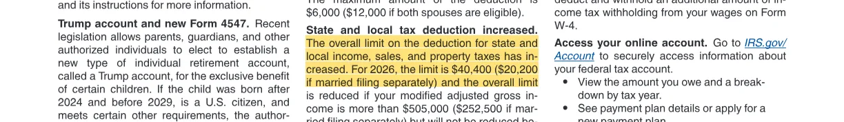The quoted passage, highlighted on page 3 of Publication 505 (2026), Tax Withholding and Estimated Tax.