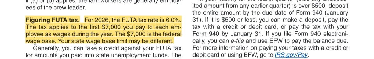 The quoted passage, highlighted on page 44 of Publication 15 (2026), (Circular E), Employer's Tax Guide.
